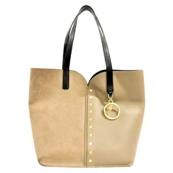 Chloe gray  black motty Tote studded charms See brown Gaia carryall Bag - Picture 1 of 1